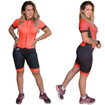 Macaquinho Conjunto ciclismo bike manga curta feminino forro gel