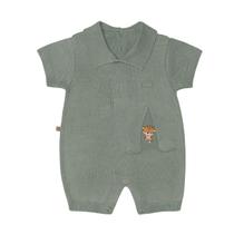 Macaquinho Curto Bebê Menino em Tricot Verde Fofinho