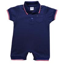 Macaquinho Curto Gola Polo Bebê Romper Algodão Suedine Marinho - Preto - Branco - Vermelho Passeio Macaquinho Curto Gola Polo Bebê Romper Algodão Suedine Marinho - Preto - Branco - Vermelho Passeio