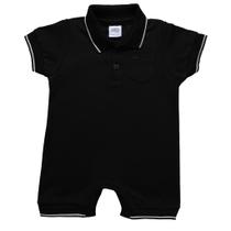 Macaquinho Curto Gola Polo Bebê Romper Algodão Suedine Marinho - Preto - Branco - Vermelho Passeio