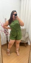 Macaquinho curto sol Modas feminino, verde militar tam G Macaquinho curto sol Modas feminino, verde militar tam G