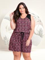 Macaquinho Curto Soltinho Estampa Floral Feminino Plus Size