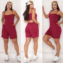 Macaquinho de Alças Liso Cores Sortidas Moda Feminina Verão Primavera Macacão