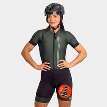 Macaquinho de Ciclismo Feminino Air Pro - Verde Militar com Forro em Gel Macaquinho de Ciclismo Feminino Air Pro - Verde Militar com Forro em Gel