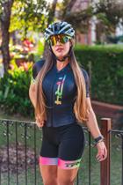 Macaquinho de Ciclismo Feminino Estampado Forro em GEL Slim Bike