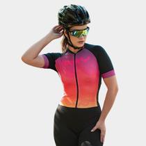 Macaquinho de Ciclismo Feminino Forro Espuma Manga Curta Proteção Uv Respirável Bolsos Traseiros Cicloturismo Speed Mtb