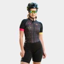 Macaquinho de Ciclismo Feminino Forro Espuma Manga Curta Proteção Uv Respirável Bolsos Traseiros Cicloturismo Speed Mtb