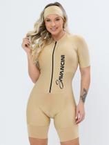 Macaquinho De Ciclismo Feminino - Forro GEL - Bege Moving Savancini (7470)