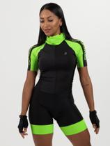 Macaquinho De Ciclismo Feminino - Forro GEL - Impulse Verde Neon Black Savancini (5471) Macaquinho De Ciclismo Feminino - Forro GEL - Impulse Verde Neon Black Savancini (5471)