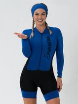 Macaquinho De Ciclismo Feminino Manga Longa Azul Bic Savancini Fun (1460)