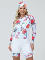 Macaquinho De Ciclismo Feminino Manga Longa Beija Flor Flowers Savancini (3460F)