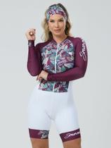 Macaquinho De Ciclismo Feminino Manga Longa Jungle Flowers Savancini (3460F)