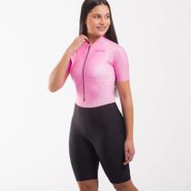 Macaquinho de Ciclismo Feminino Márcio May Moove Rosa Manga Curta Forro em Gel 9h