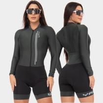 Macaquinho de Ciclismo Feminino Verde Musgo Manga Longa com Forro em Gel Air Pro Macaquinho de Ciclismo Feminino Verde Musgo Manga Longa com Forro em Gel Air Pro