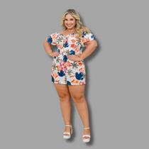 Macaquinho Estampado Elastec Plus Size Feminino 0611