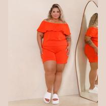 Macaquinho Feminino Ciganinha Plus Size Com Babado Macaquinho Feminino Ciganinha Plus Size Com Babado