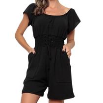 Macaquinho Feminino Com Amarração e Elástico Na Cintura Moda Verão Premium