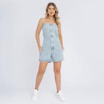 MACAQUINHO FEMININO CURTO JEANS sem alça BOTÃO SOLTINHO