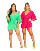 Macaquinho Feminino Curto Soltinho Social Decote Profundo Macaquinho Feminino Curto Soltinho Social Decote Profundo