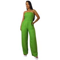 Macaquinho Feminino de Alfaitaria Verde com Calça Pantalona Macaquinho Feminino de Alfaitaria Verde com Calça Pantalona
