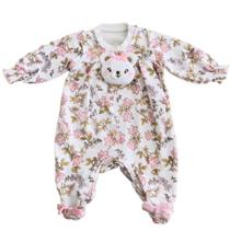 Macaquinho Feminino Infantil Manga Longa Florido Ursinho Upi Uli 0909