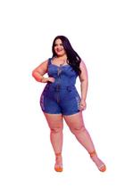 Macaquinho feminino jeans laycra pluz size