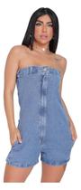 Macaquinho Feminino Jeans sem alça Sem Lycra premium Macaquinho Feminino Jeans sem alça Sem Lycra premium