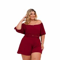 Macaquinho Feminino Plus Size Ciganinha Solto Cinto 48-52 0206