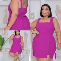 Macaquinho Feminino Plus Size Lançamento Alcinha Média Short Saia super Tendência