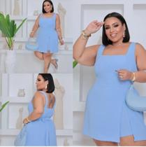 Macaquinho Feminino Plus Size Lançamento Alcinha Média Short Saia super Tendência