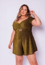 Macaquinho Feminino Plus Size Lurex