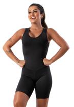 Macaquinho Fitness Carol Suplex Liso Academia Sem Bojo