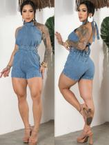 Macaquinho Frente Única Jeans Feminino Sensual