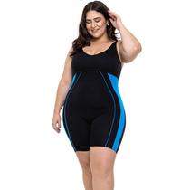 Macaquinho Hidroginástica Plus SIze RM-Helanca 812A Abertura nas Costas