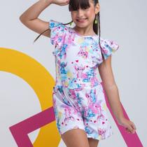 Macaquinho Infantil Branco Stitch e Angel