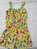 Macaquinho infantil de alça amarelo estampado. Tamanho 2.