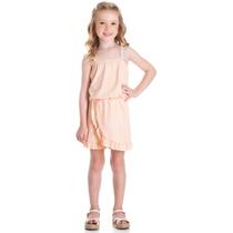 Macaquinho infantil feminino com alças renda e babado na frente