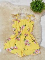 Macaquinho Infantil Florido Mini Diva Modinha Meninas Verão Macaquinho Infantil Florido Mini Diva Modinha Meninas Verão