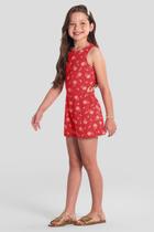 Macaquinho infantil menina florido em cotton Brandili Macaquinho infantil menina florido em cotton Brandili