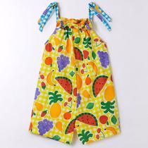 Macaquinho Infantil Menina Picnic Amarelo Fábula