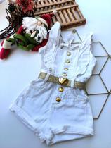 Macaquinho/Jardineira/Salopete jeans infantil menina