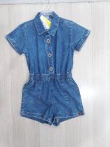 Macaquinho jeans para menina Have Fun Tam 06 ao 16 Macaquinho jeans para menina Have Fun Tam 06 ao 16