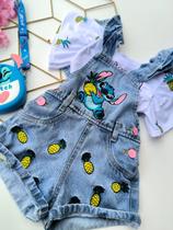 Macaquinho jeans Stich -Minnie - ursinho modinha menina Macaquinho jeans Stich -Minnie - ursinho modinha menina