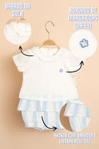 Macaquinho Keko Baby Conjunto Blusa Florzinha e Shorts com Listras (P/M/G) Macaquinho Keko Baby Conjunto Blusa Florzinha e Shorts com Listras (P/M/G)