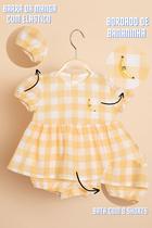 Macaquinho Keko Baby Conjunto Quadriculado com Estampa de Banana