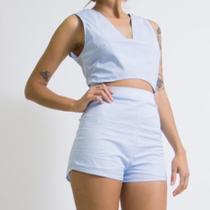 Macaquinho Listrado Azul com Laço Lady Rock