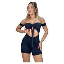 Macaquinho Macacão Preto Gringa Decotado sex colado no corpo Sal e Pimenta