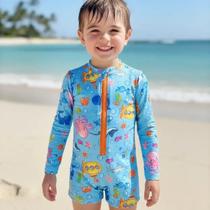 Macaquinho Maiô Infantil Menina Menino Natação com Proteção UV50 Estampado