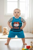 Macaquinho masculino infantil moda bebe listras tiger Macaquinho masculino infantil moda bebe listras tiger