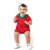 Macaquinho Menina Kyly em Meia Malha Morango Vermelho